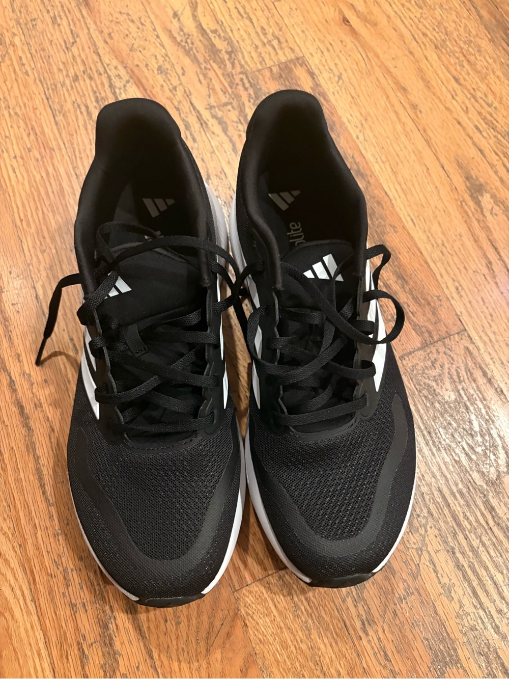 adidas Men’s Black Athletic Running Shoes with White Stripes